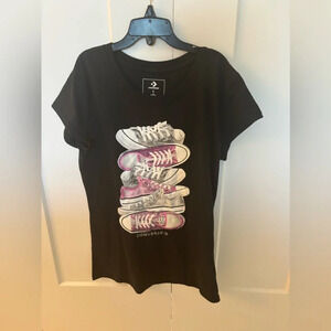 Girl's Youth Converse Short Sleeve Black Cotton Shirt Size L 12-13 Years